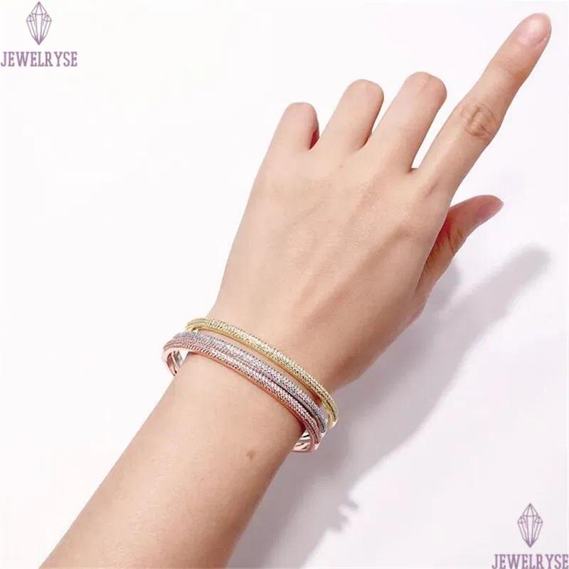 Choucong Brand Desgin Wedding Bangle Sparkling Luxury Jewelry 18K White Gold Fill Full White Sapphire Pave Zircon CZ Diamond Gemstones Women Bracelet 