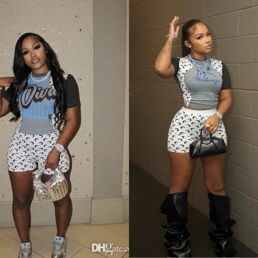 2025 Womens Designer Tracksuit Summer Two Piece Set Women Fashion Printed Short Sleeve T-shirt And Shorts 2Pcs Casual Track Suit Outfits