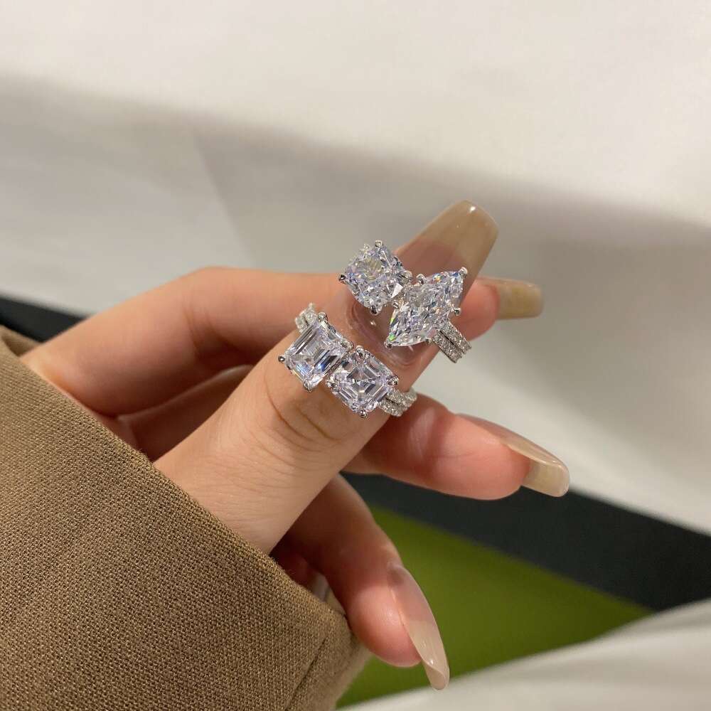 Designer rings jewelry Moissanite dia Vecalon Lustre Promise Wedding Band Ring Top quality Sterg Sier VVS Dia Engagement rings for women nice