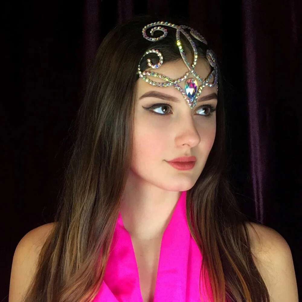 Stonefans Colourful Belly Forehead Headpiece Ballroom Jewelry Tribal Dance Water Drop Rhinestone Hair Chain Taira Handmade