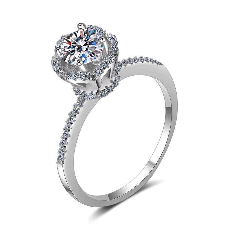Wholesale 925 Sterling Silver Round Cut Lab Cultured Fine Jewelry Diamond VVS Luxury High Quality Wedding Moissanite Ring