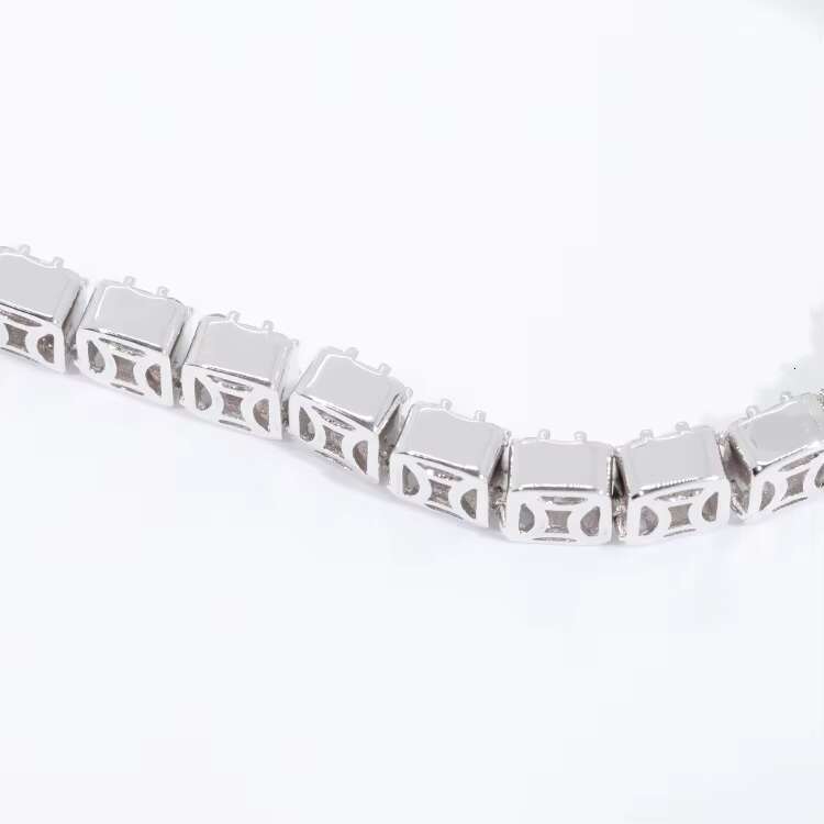 Hiphop GRA Certificate Luxury Baguette Moissanite 9mm Wide 925 Solid Silver Hip Hop Necklace Tennis Chain