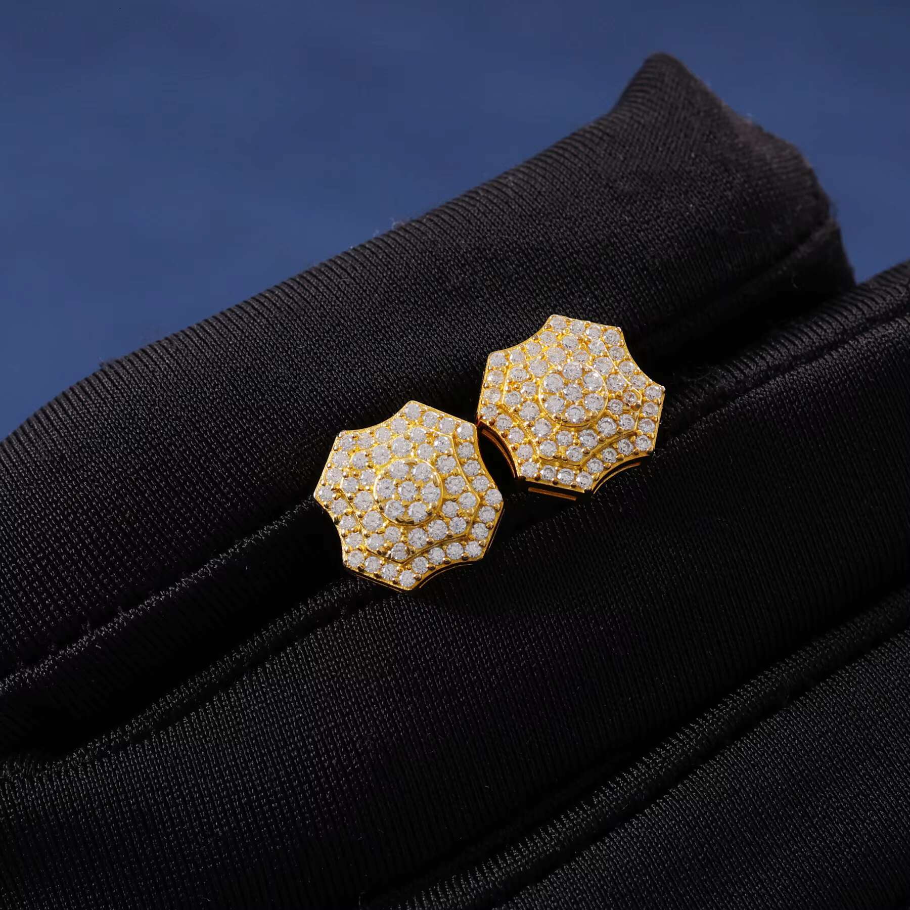 Iced Out Geometric VVS Moissanite Diamond Jewelry Hip Hop 925 Silver Push Back Bolt Stud Earrings 100% Pass Diamond Test