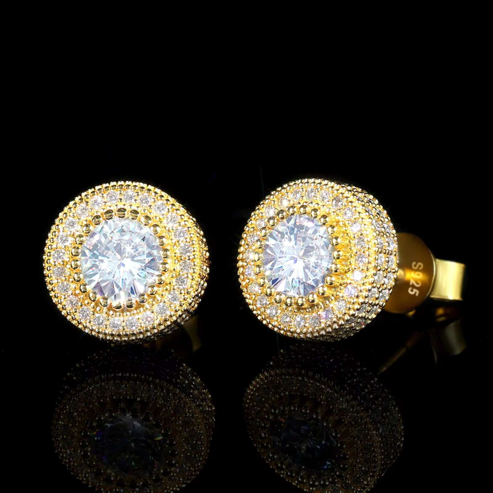Wholesale Stylish 6.5MM VVS Moissanite Diamond Stud Earrings High Quality Sterling Silver Gold Plating Custom Look Party Gift