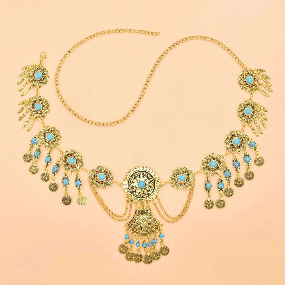 Vintage Golden Siery Coins Tassel Pendant Waist Belly Chains For Women Traditional Gypsy Ethnic Body Jewelry Accessories Gift