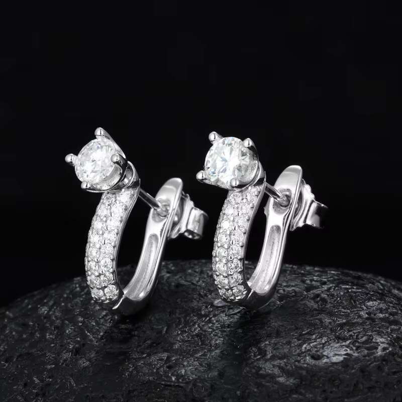 Unique Design Detachable 925 Sterling Silver With Gold Plating Moissanite Diamond Stud Earring Hypoallergenic and Durable Style