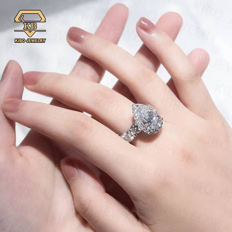 Moissanite Diamond VVS D Color Silver 925 Rings Iced Out Peal Cutting Wedding Engagement Ring High-end Customization Jewelry