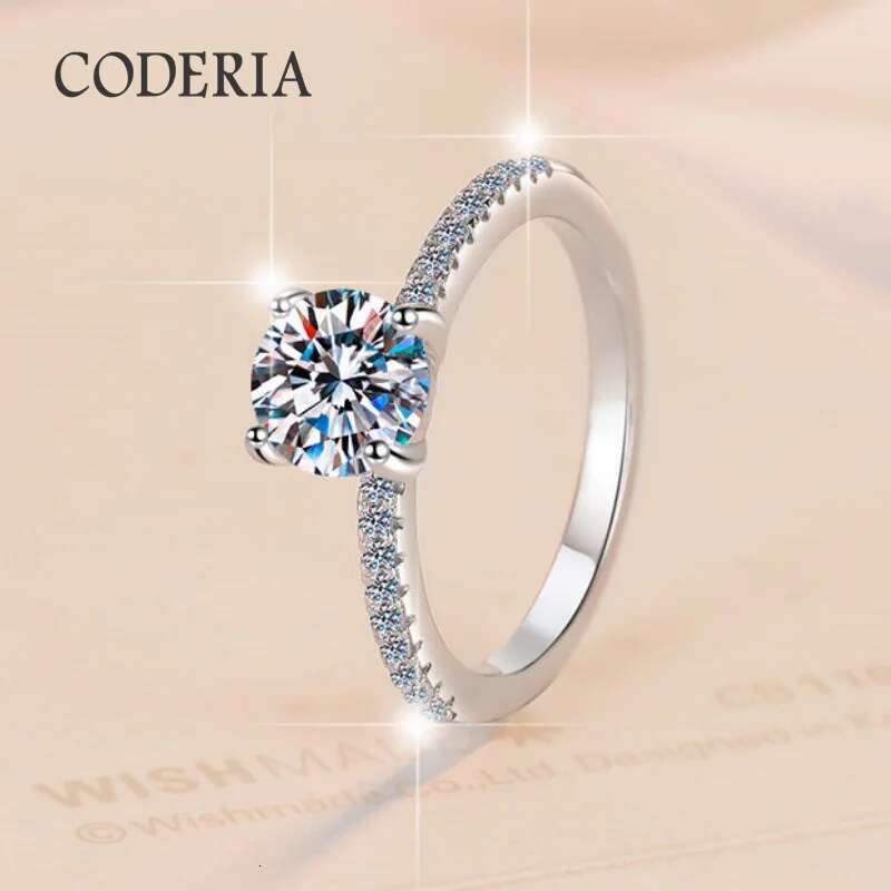 Real S925 Sterling Silver Moissanite Ring Woman Birthday Gift 1CT 2CT 3CT 5CT Brilliant Diamond Finger Band Fashion Jewelry