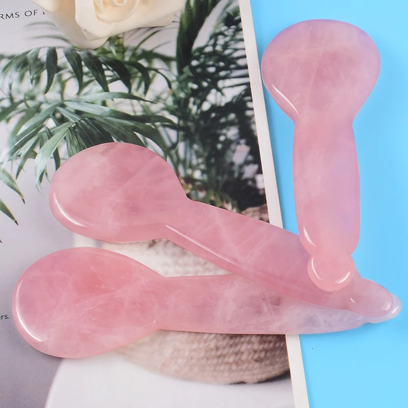 Rose Quartz Spoon Face Care Gua Sha Tool Beauty Health Product Natural Stone Jade Scraper Massager Neck Skin Scrape Massage 250424