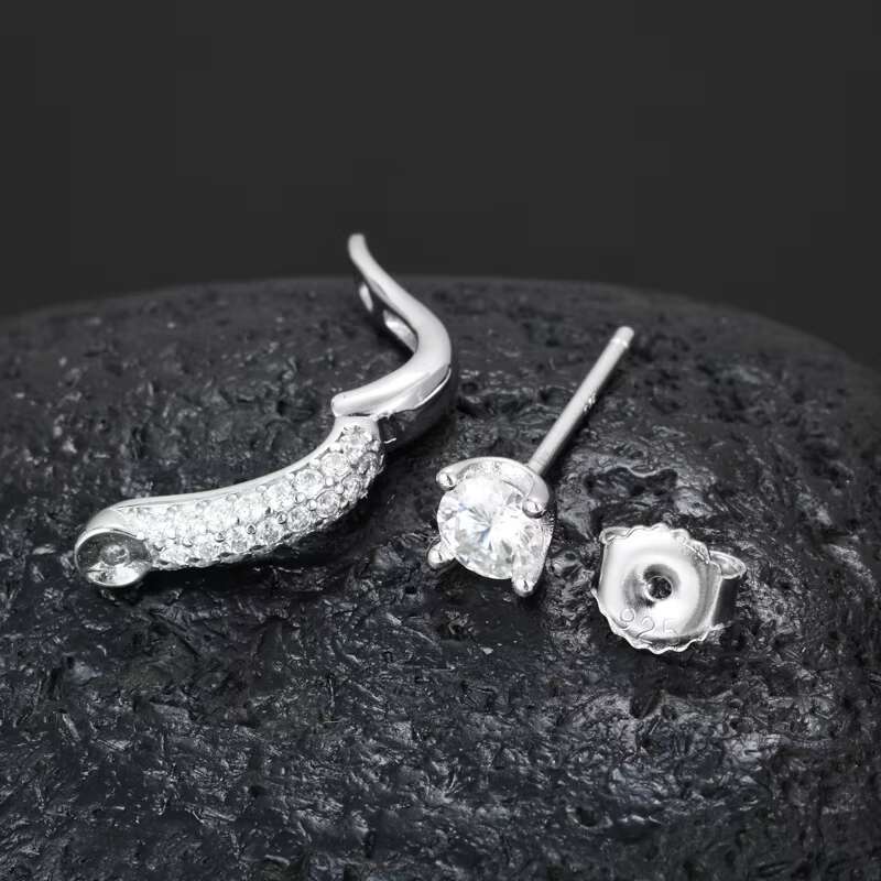 Unique Design Detachable 925 Sterling Silver With Gold Plating Moissanite Diamond Stud Earring Hypoallergenic and Durable Style