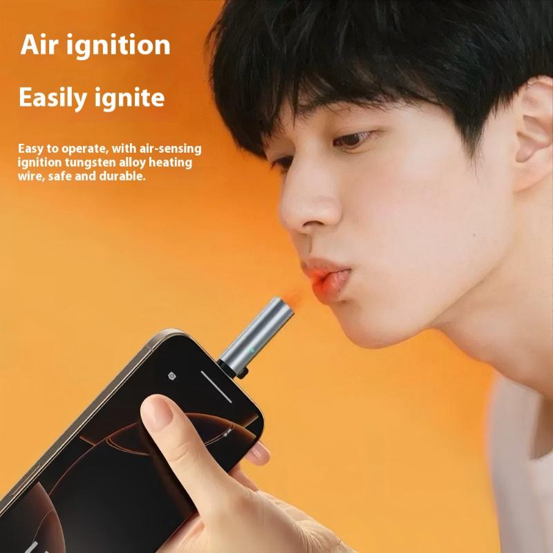 1Pcs TYPE-C Portable Low Consumption Mini Electronic Lighter Windproof And Energy Saving Outdoor Phone Lighter.