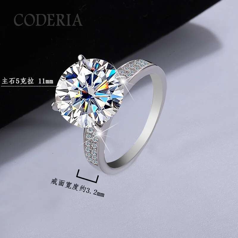 Authentic Moissanite 925 Sterling Silver Ring For Women 5CT Brilliant Diamond Finger Band Jewelry Gift With GRA Certificate