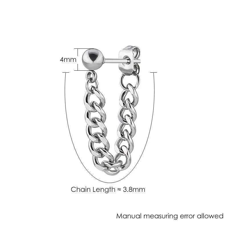 New 1 Pair Titanium Steel Chain Earrings For Men Women Hiphop Rock Punk Fashion Jewelry Piercing Earring