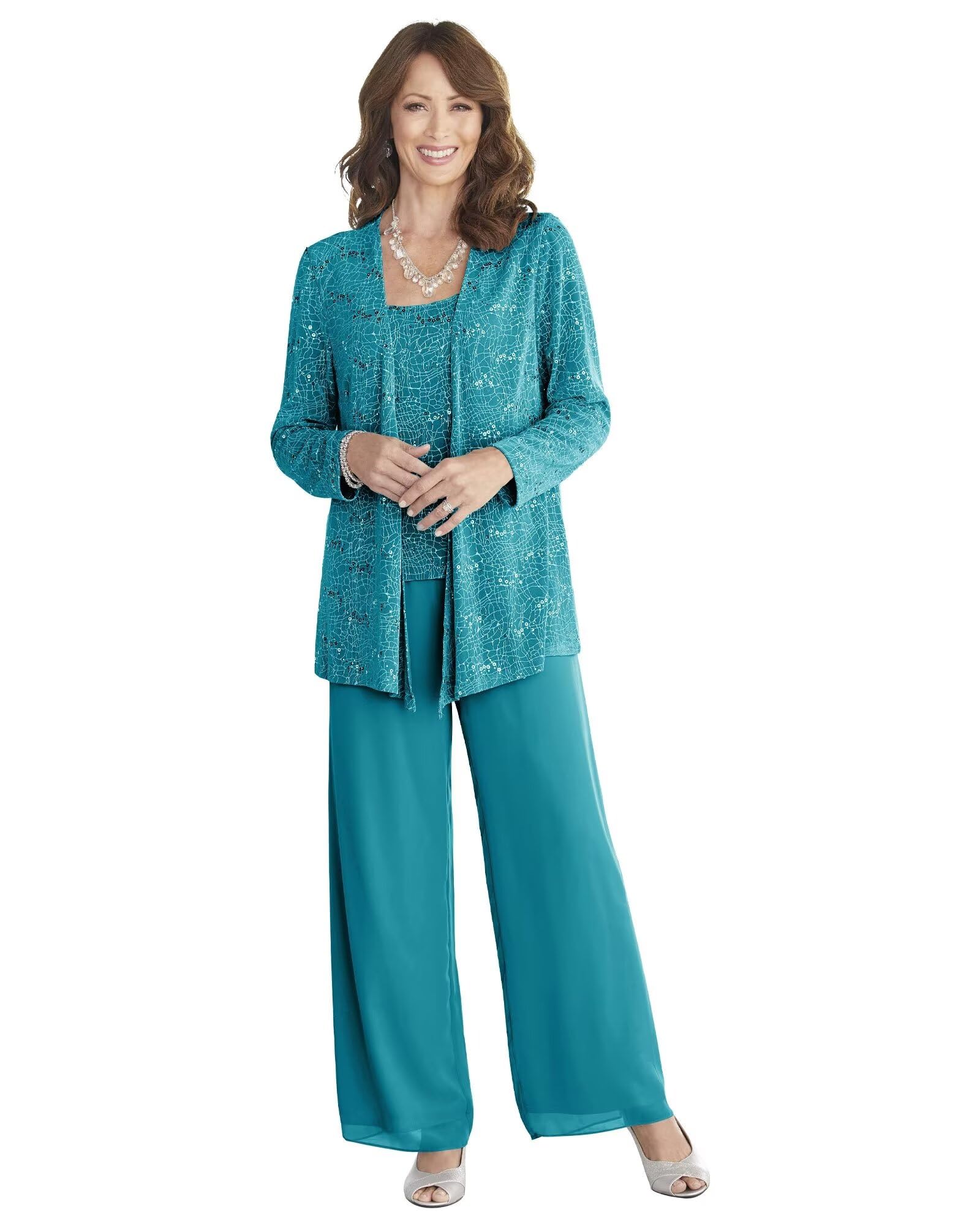 Grandmother Pantsuits Women's Wedding Jumpsuit 3 Pieces Mother of The Bride Dresses Pant Suits with Jacket for Wedding