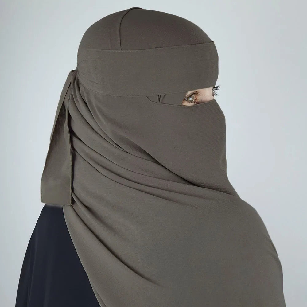 Niqab High Quality Chiffon Lightweight Breathable Face Cover Veil EID Ramadan Muslim Women Wholesale Rounded Back Long Hijab 250420