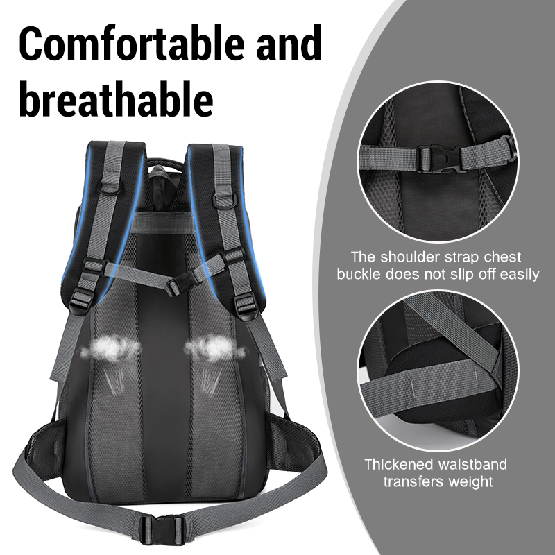 60L Lightweight Hiking Backpack with Shoe Compartment 900D Water Resistant Nylon Outdoor Sport Daypack Trekking Bag for Camping/Climbing/Cycling Daypa