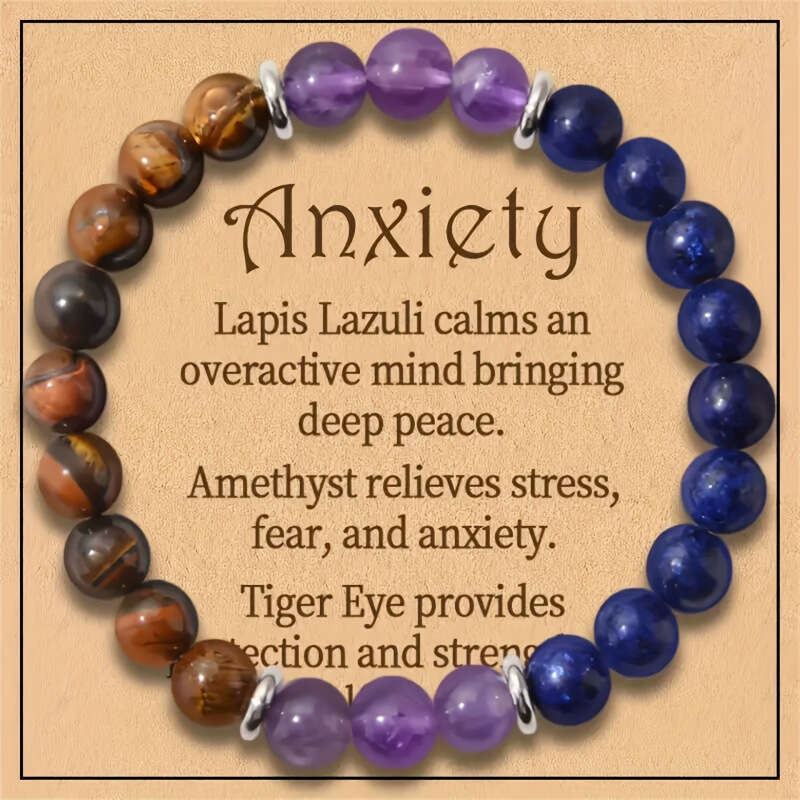 Cardless temuTK Amethyst Lapis lazuli Tiger Eye Stone Bracelet