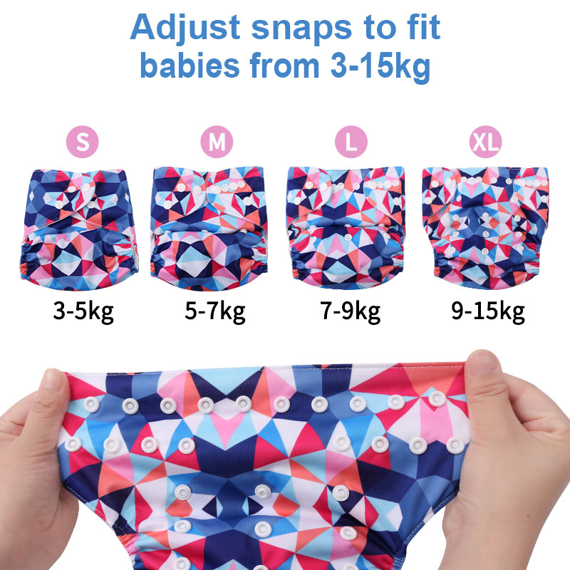 Reusable Baby Cloth Diaper Washable One Size Fit 3-15 KG Soft and Breathable Baby Pocket Diaper Newborn Nappies Diapers with Microfiber Insert 4 Sets 