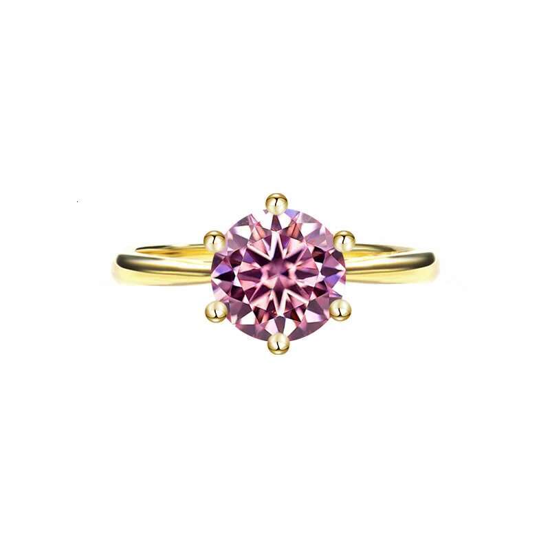 s925 sterling silver ring 18karat gold plated classic sixprong moissanite ring womens ring crown engagement ring