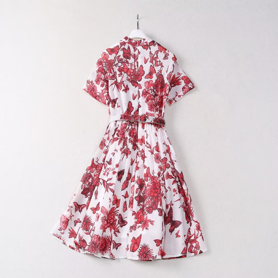 Di0r 2025 Butterfly print dress Fashion Week Show Customized Fashion Tailored clothing womens Fashion Paris.M331
