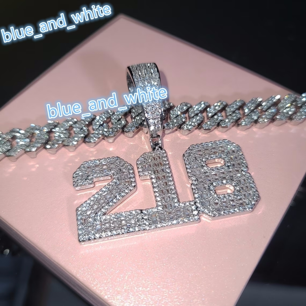 Fashion Iced Hip Hop Style Customized Vvs Moissanite 925 Silver Shiny Mens Pendant Necklace