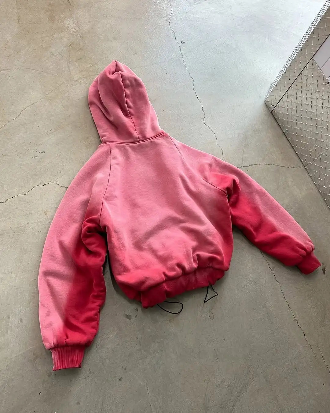 American High Street Wrinkles Wash Bright Gradient Cotton Zipper Hoodie Mens Loose Seasonal Trend Wear 250418