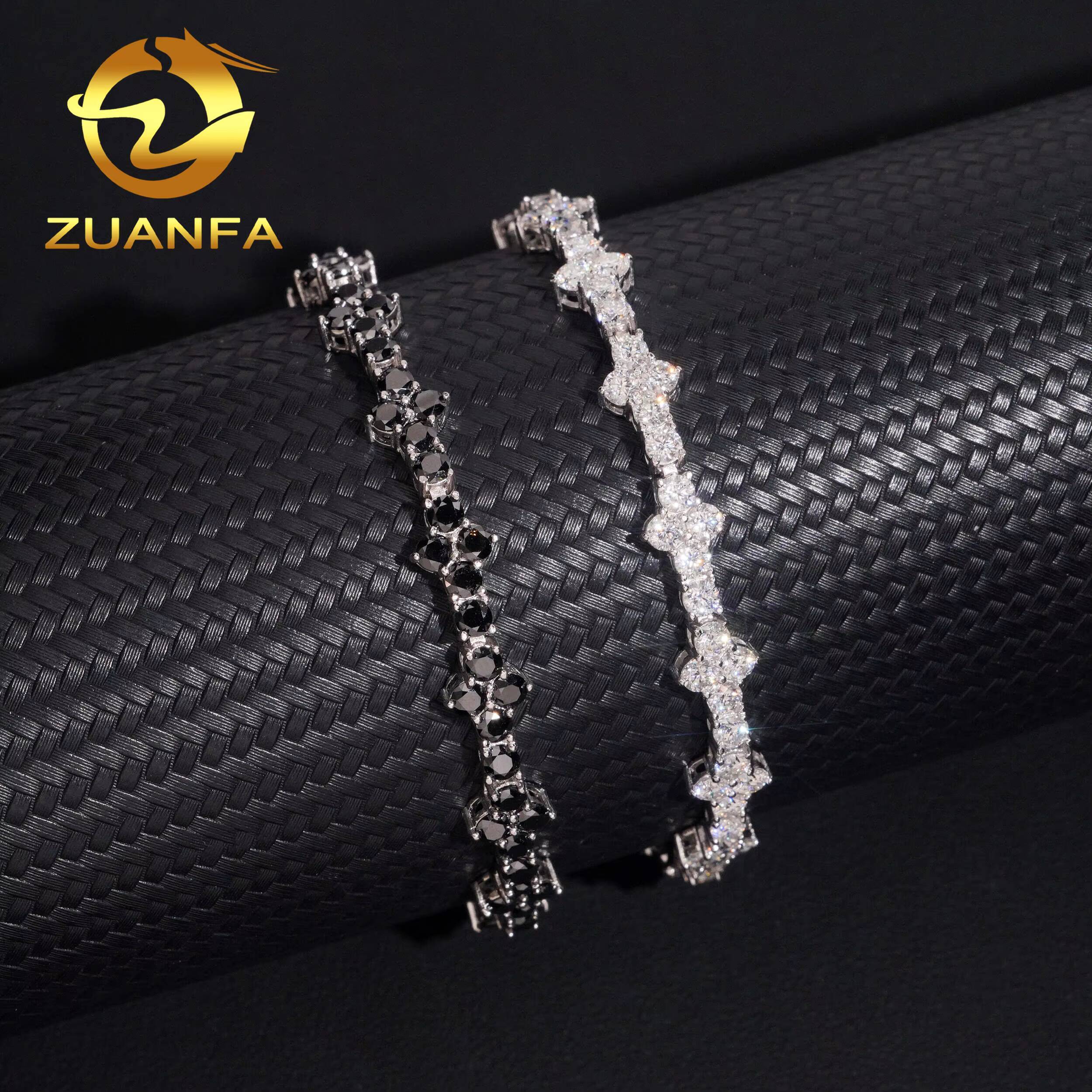 New Cross GRA Certificates 3mm 925 Sterling Silver Man Luxury Hip Hop Jewelry D Moissanite VVS1 Cluster Tennis Chain Bracelets