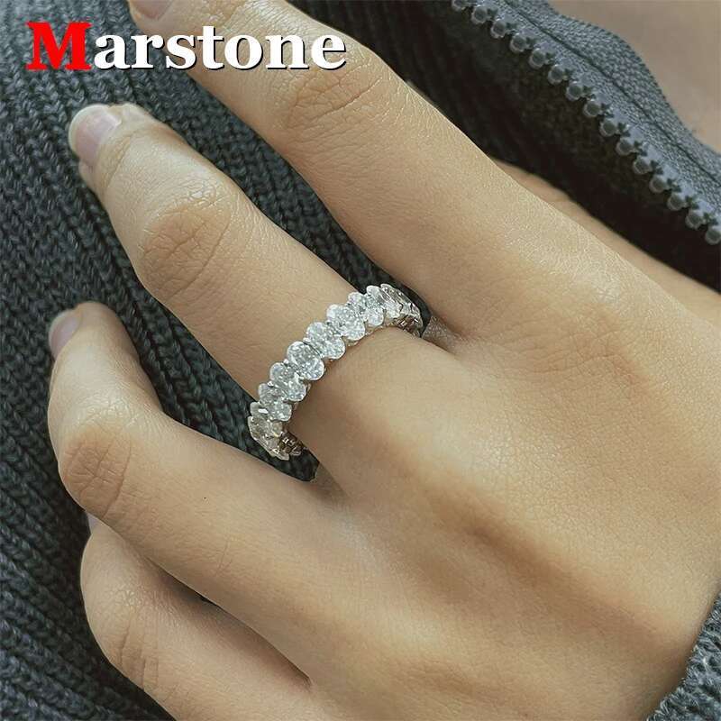 0.3CT Classic Oval Full Diamond Moissanite Ring 925 Silver Plated White Gold Fine Jewerly Ring for Lady
