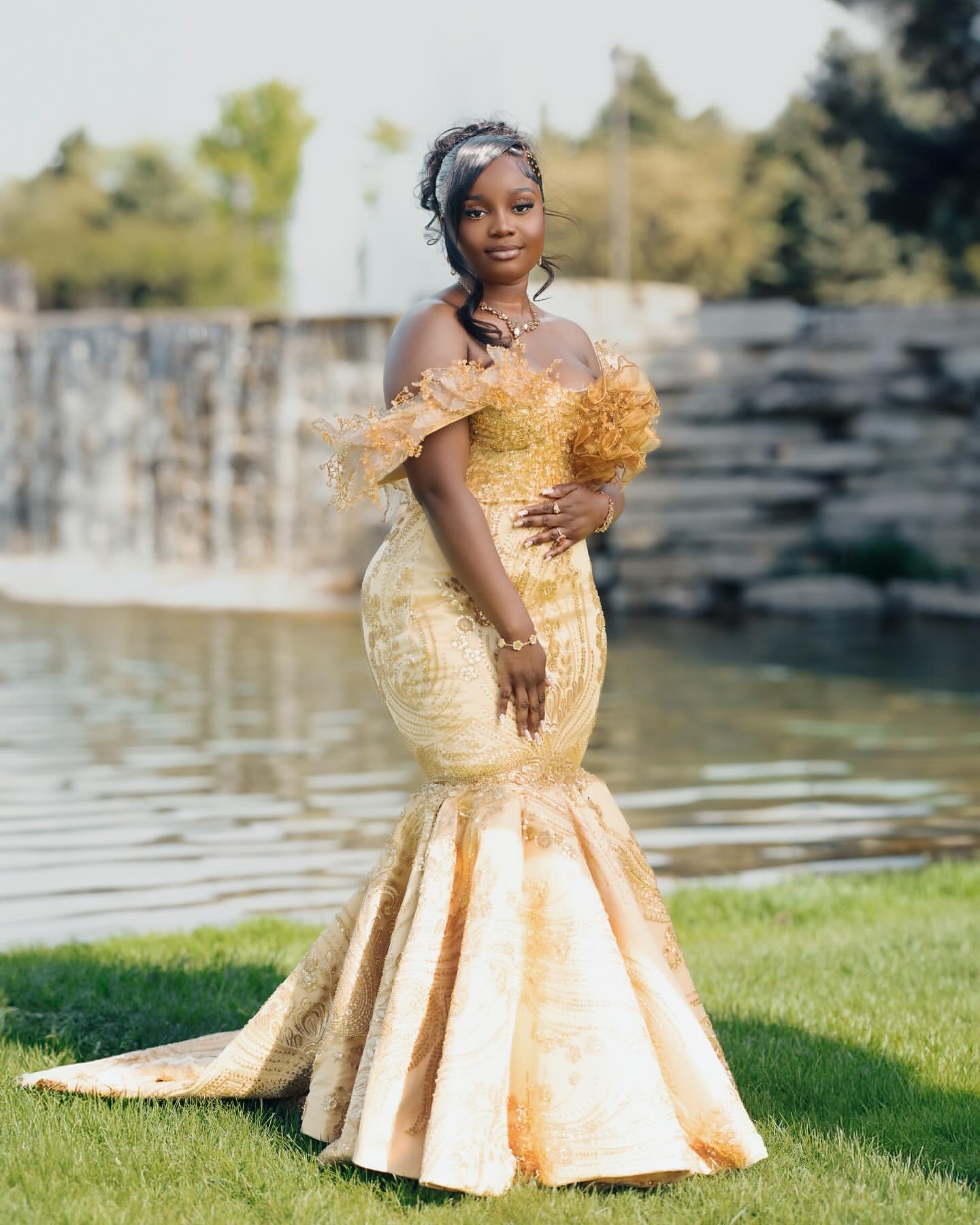 Mermaid Gold Plus Size Prom Dresses 2025 Florals Crystals Sequined Lace Evening Formal Party Second Birthday Engagement Gowns Dress For Special Occasi