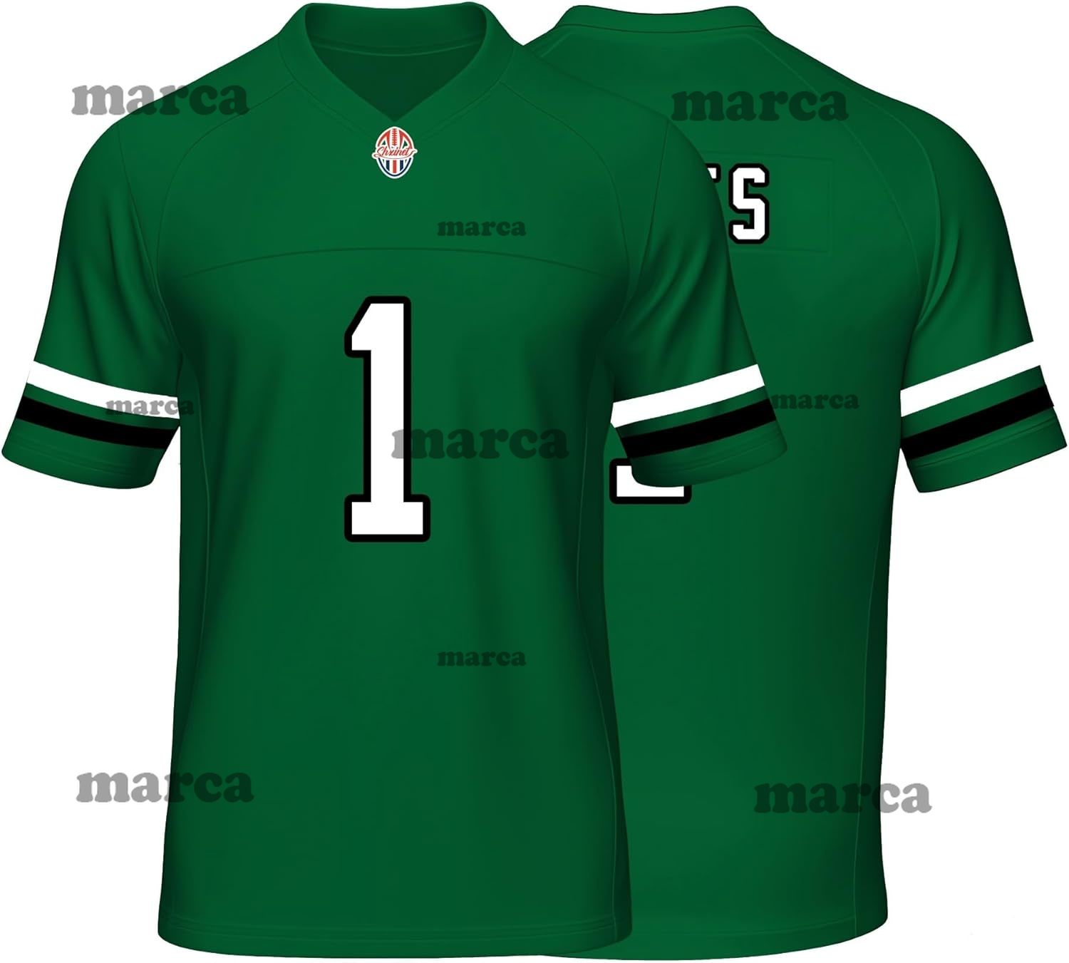 Custom Mens/Youth Football Stitched T-Shirt for Sports Fan Green No Brand/Logos