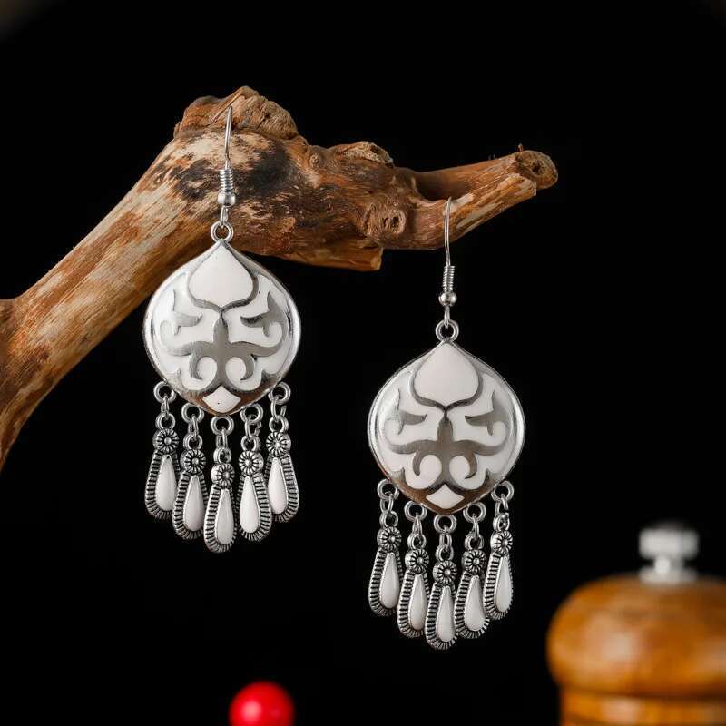 New Ethnic Fire Totem For Women Creative Design Short Style Enamel Vintage Water Drop Earrings Party Daily Jewelry