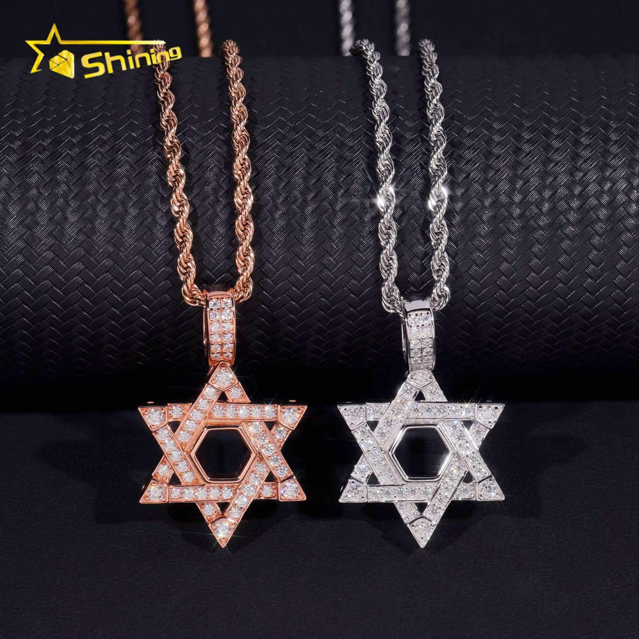 New Arrival Star Shape Charm Pendants 925 Silver Hip Hop Jewelry Men Women GRA Certified VVS Moissanite Pendant Necklace