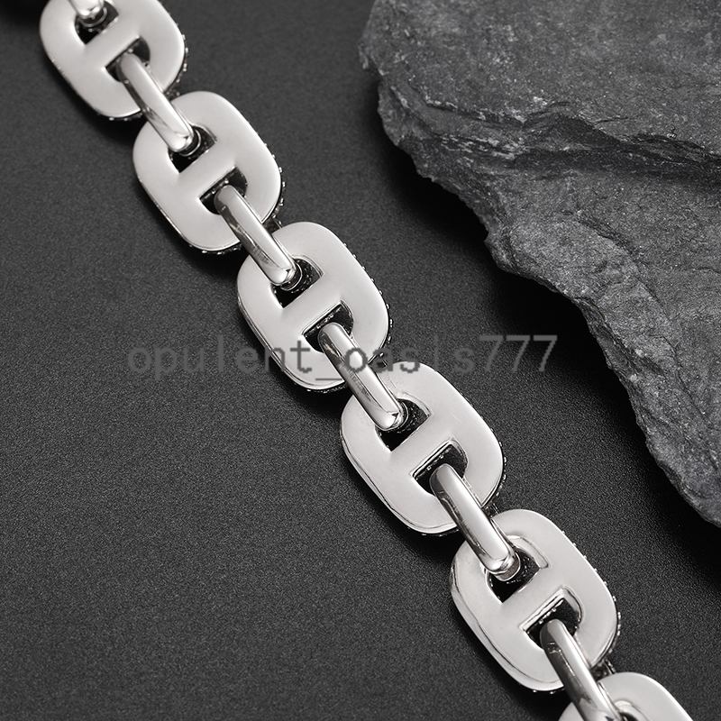 Factory Price Punk Style Mens Jewelry Luxury Anklet 14mm Full Pave moissanite Stone Iced Out Cuban Link Chain Bracelet