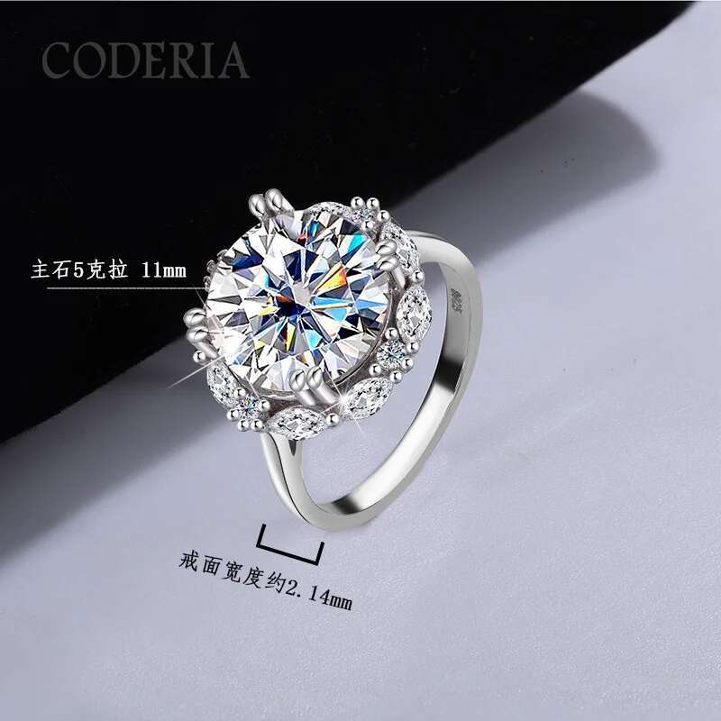 Moissanite 925 Sterling Silver Wedding Ring 5 CT D Color VVS1 Brilliant Diamond Finger Band Women Jewelry With GRA Certificate