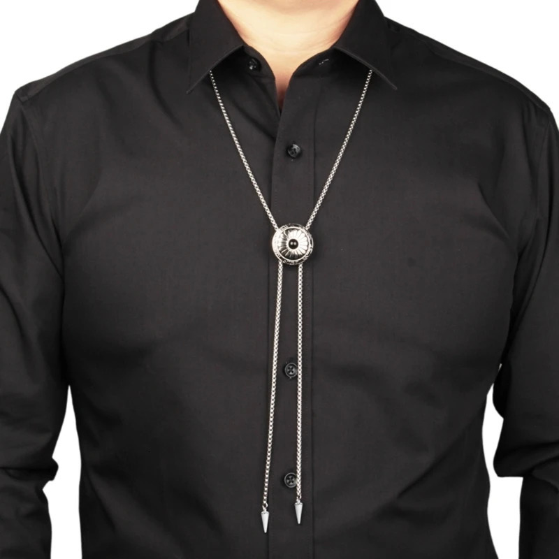 Round Bolo Tie Necklace Metal Bolas Tie Necktie Vintage Bolo Tie Jewelry DXAA 250430