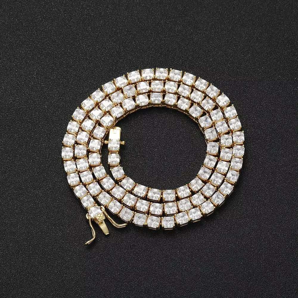Custom 4mm Iced Out VVS Moissanite Tennis Chain 925 Sterling Silver Hiphop Moissanite Tennis Chain