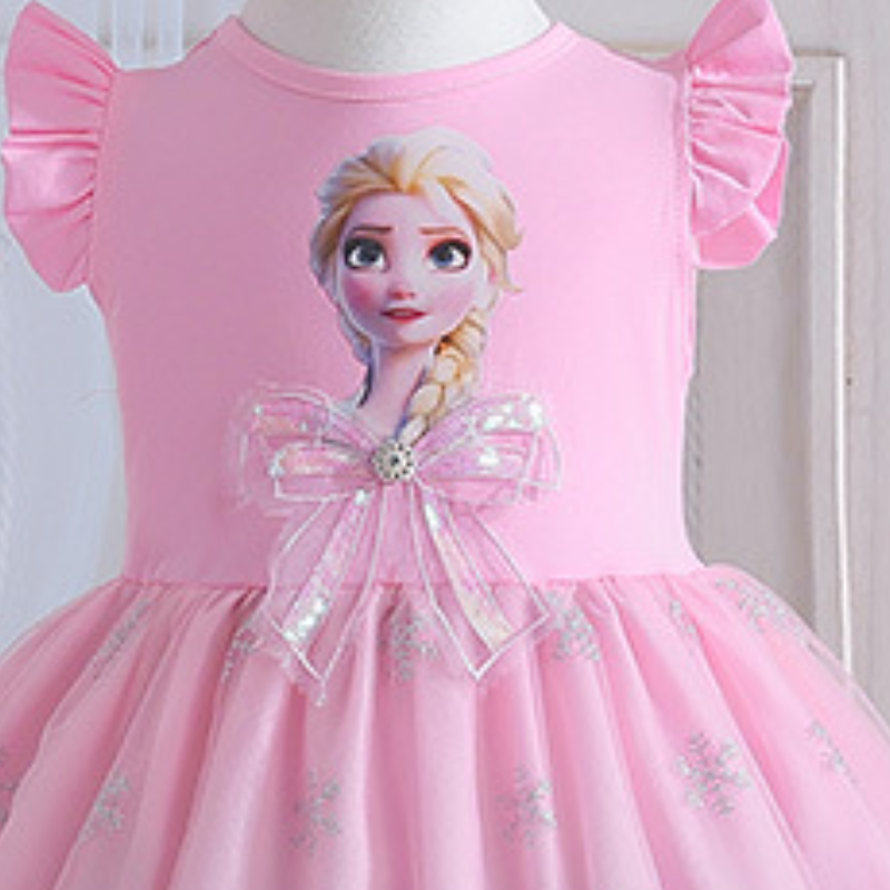 DISNEY Princess Elsa Kids designer clothes Frozen Girls' summer dress children's princess dress with bow-tie vest children's clothes