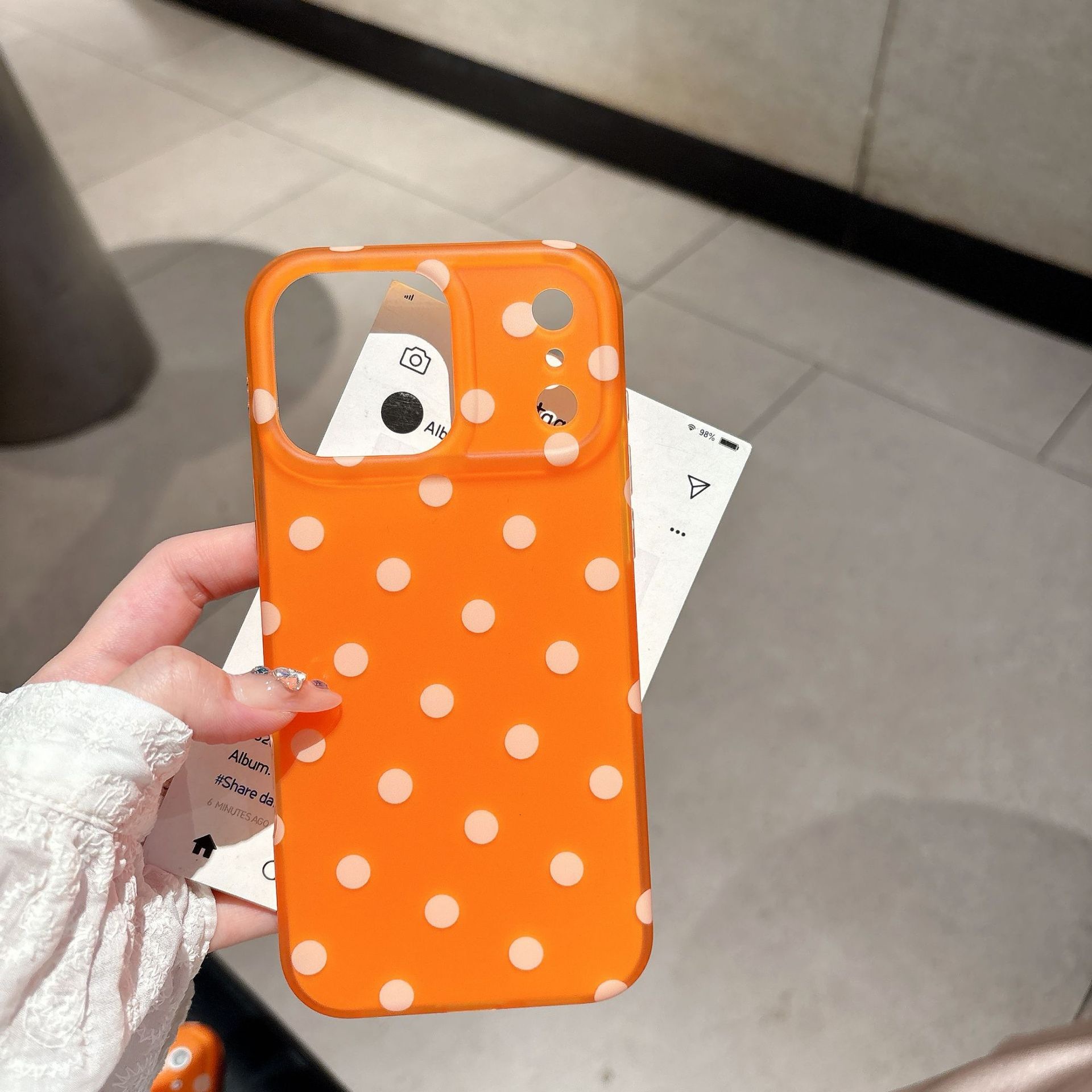 Orange Polka Dot Phone Case iPhone 17 Pro Max Compatible with Apple 16 15 ins Matte Protection Case
