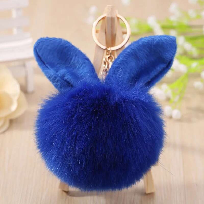 18 Colors Fluffy Fur Pom Keychain Soft Plush Rabbit For Women Girls Charm Bag Pendant Key Chain Jewelry Gifts