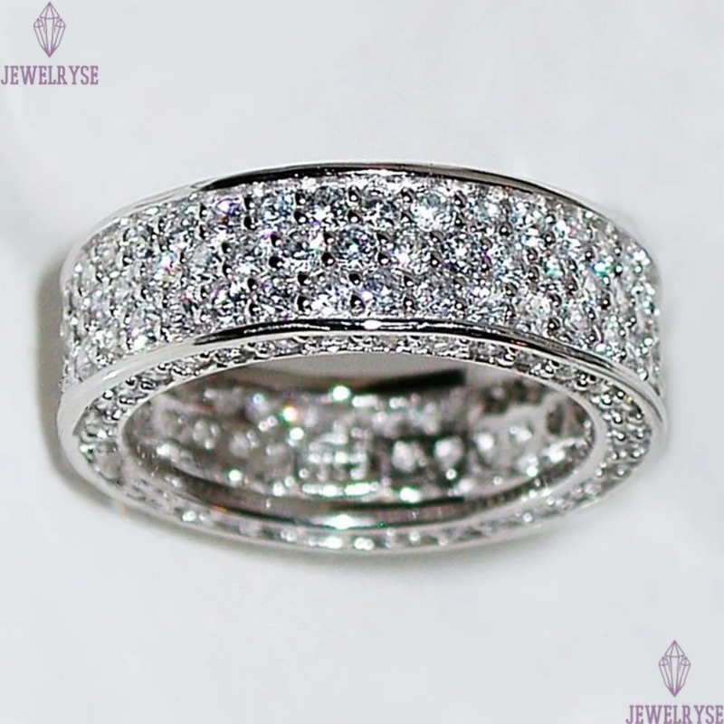 2023 Top Sell Wedding Rings Luxury Jewelry 925 Sterling Silver Fill Full Pave White 5A Cubic Zircon CZ Diamond Handmade Party Women Engagement Band Ri