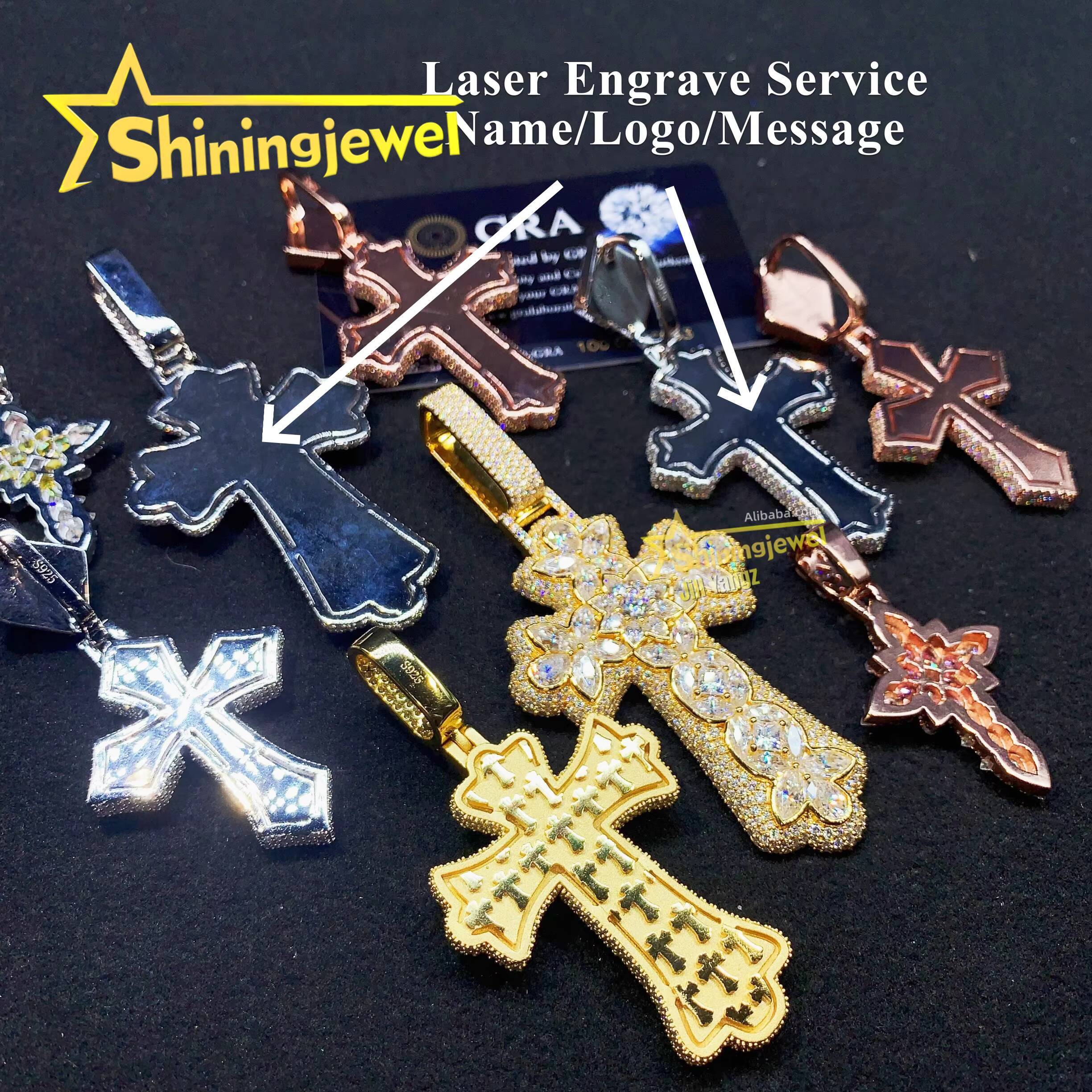 Trending Products Mixed Cutting Color Moissanite Cross Pendant Collection Hip Hop Iced Out Pendant Religious Jewelry