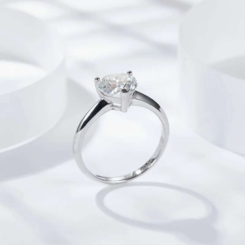 1.2CT D Color Heart Moissanite Diamond Ladys Heart Ring S925 Sliver 18K Gold Plated Wedding Rings Fine Jewelry for Women