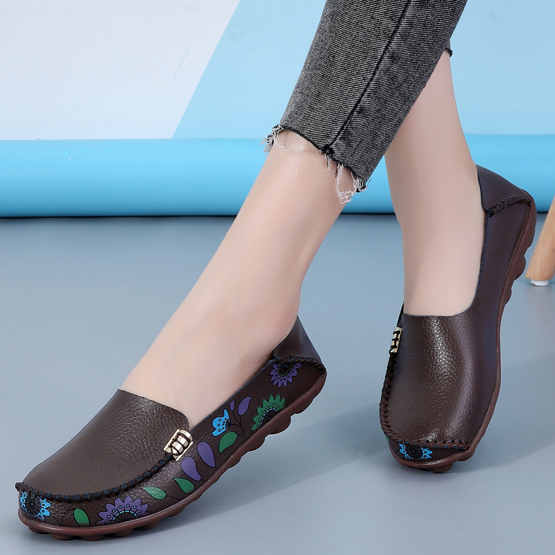 New Printed Bean Flat And Casual Nursing Low Cut Toe Mother S Shoes Plus Size Women S Shoes For All Seasons Ddmysaturn