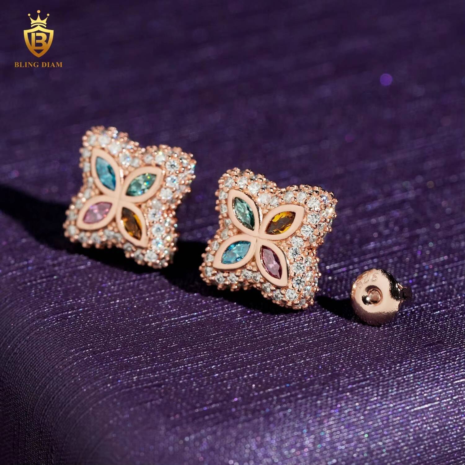 Hip Hop Earring VVS Iced Out Moissanite Diamond 15MM VVS Moissanite Earrings 925 Silver Stud Earrings