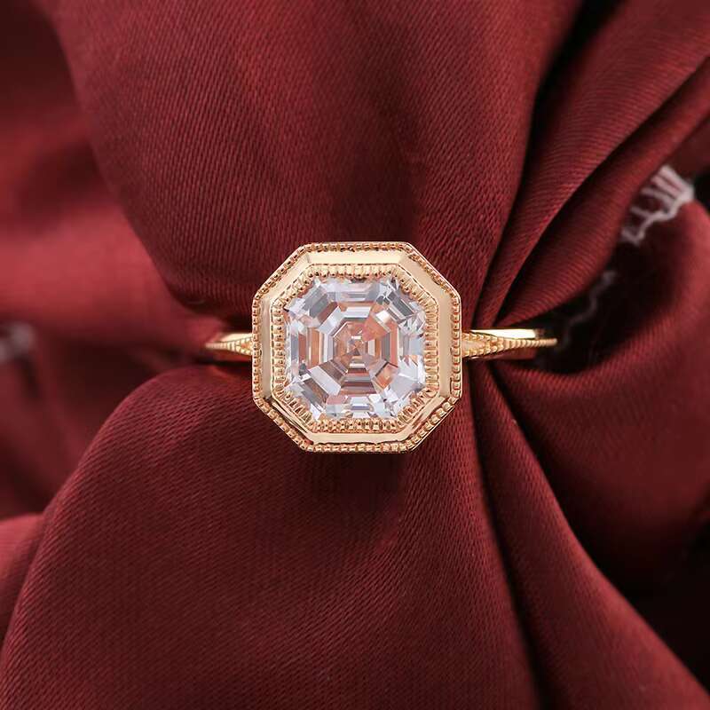 4ct Lab Grown Engagement Wedding Asscher Cut Solitaire 14k Gold Fine Jewelry Igi Certified Dia Ring