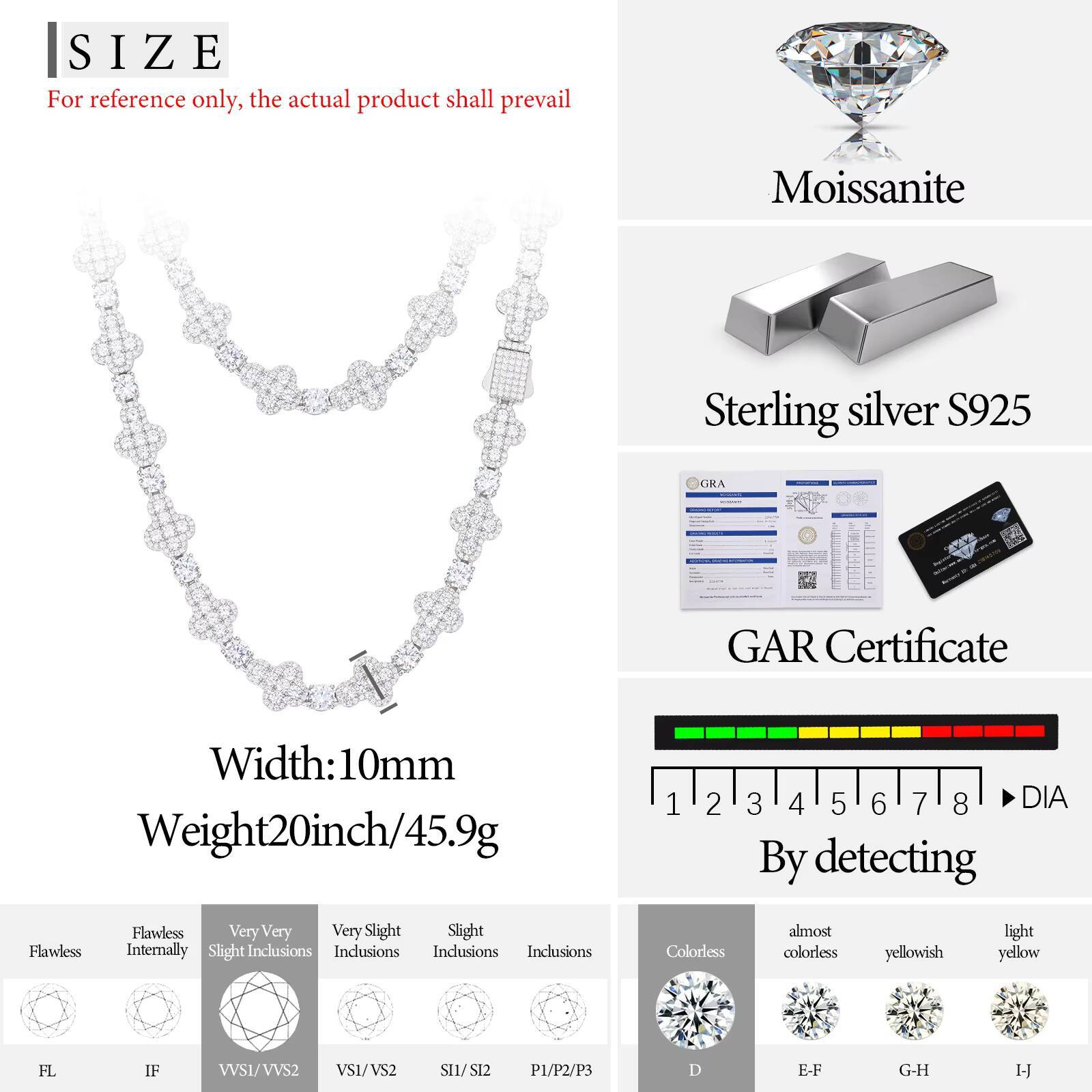 New Design Men Party Jewelry 925 Sterling Silver Tennis Necklace Custom Moissanite Diamond 10mm Cross Halo Cuban Link Chain