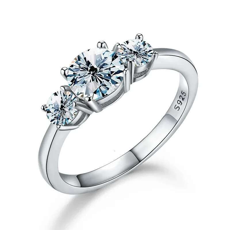 KNB Shiny Real 1CT D Color Moissanite Diamond Wedding Rings For Women Original 925 Sterling Silver Luxury Quality Fine Jewelry