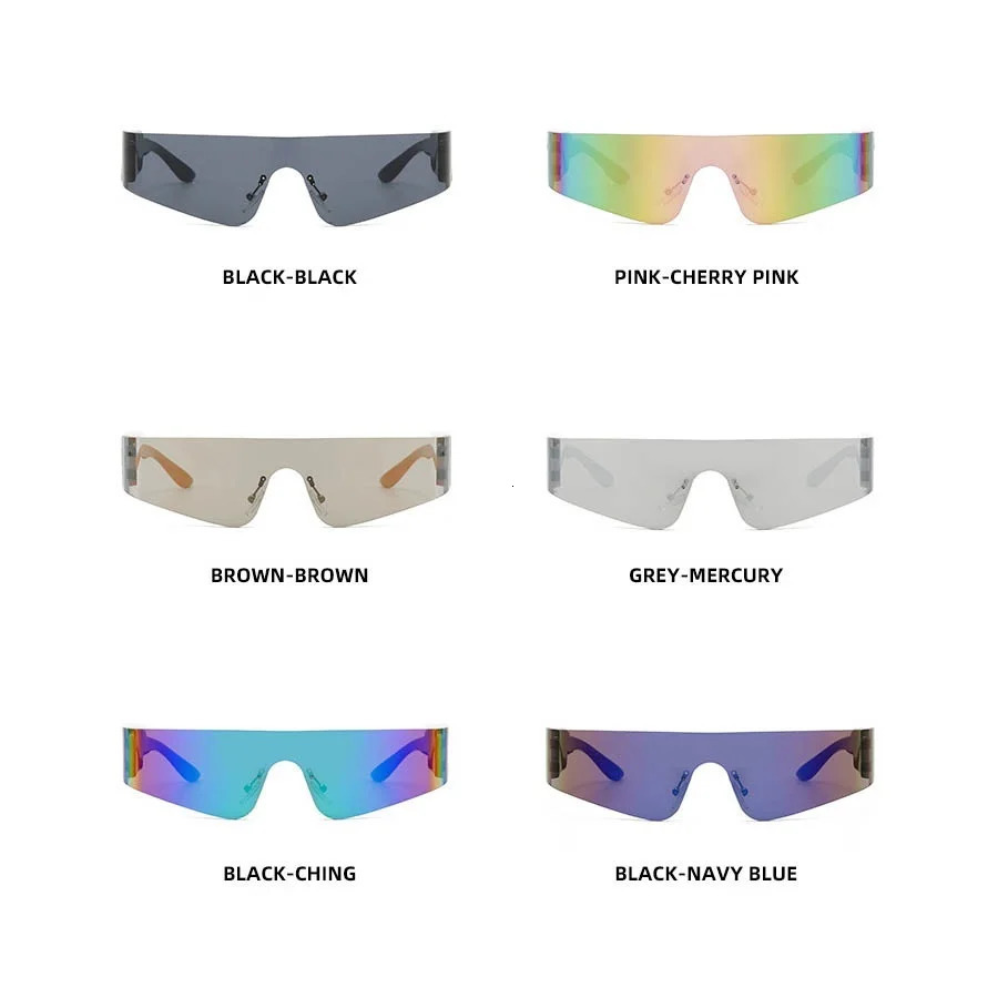 Unique Sexy Frameless Y2K Sunglasses For Women Vinatge One Piece Shield Silver Mirror Sun Glasses Female Hip Hop Shades Men 251125