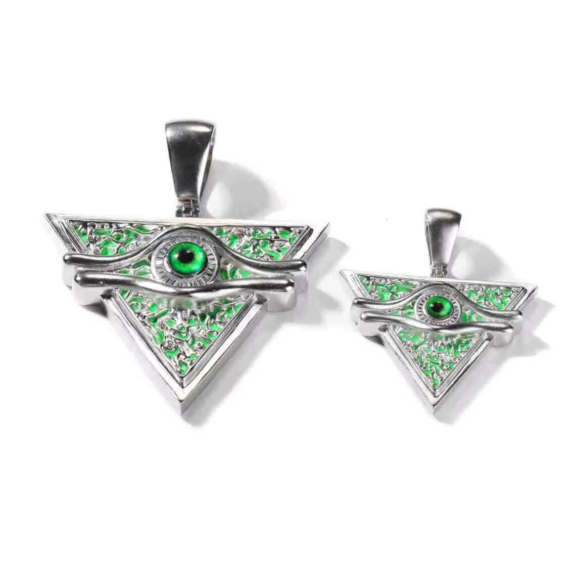 Moissanite Cartoon Yu Gi Charm Necklace Pendant White Gold Plated Brass Green Oil Dropping Metal Millennium Puzzle Zircon Pendant