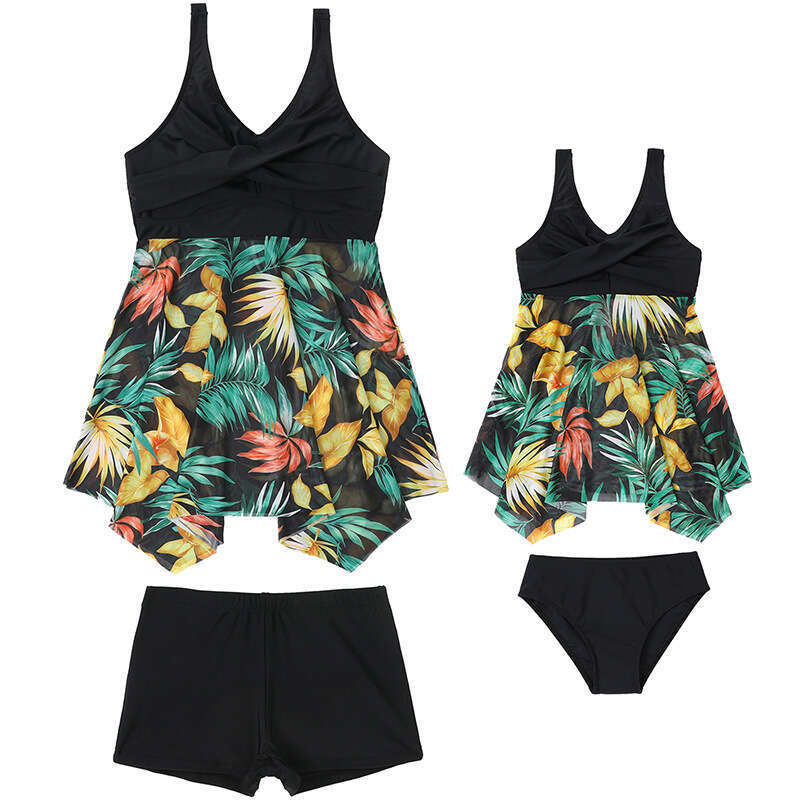 New European American parent-child swimsuits for slimming women, wholesale of hot spring sets, 2025 new style, chic and elegant clothing